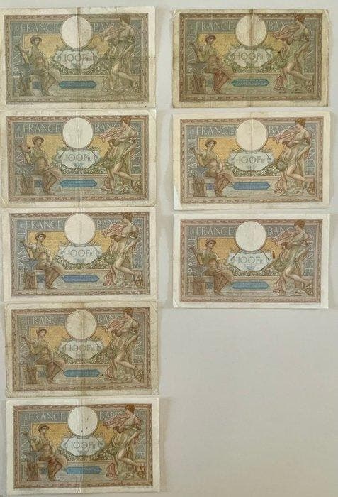 Frankrijk. - 8 x 100 francs - various dates (Zonder, Timbres & Monnaies, Billets de banque | Europe | Billets non-euro