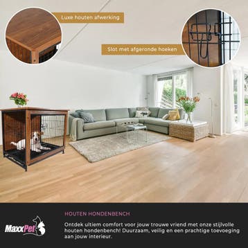MaxxPet Houten Hondenbench 98x65x68cm (Hondenbenches, Dier), Ophalen of Verzenden, Nieuw