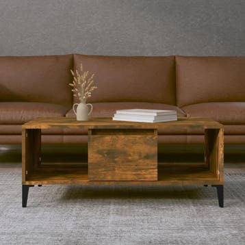 vidaXL Salontafel 90x50x36,5 cm bewerkt hout gerookt, Verzenden, Nieuw