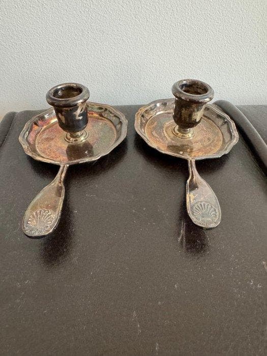 Christofle - Kaarsenhouder (2) - Verzilverd, Antiquités & Art, Antiquités | Meubles | Tables