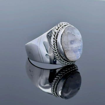 Argent - Bague - Pierre de lune naturelle