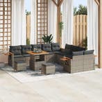 vidaXL Tuinbank Set met kussen 17 pcs Grijs poly rattan, Tuin en Terras, Verzenden, Nieuw