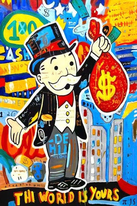 JS - Monopoly Man-Toile-No RP, Antiquités & Art, Art | Objets design