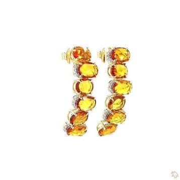 Oorbellen - 14 karaat Geel goud - 13.35ct. tw. Saffier -, Nieuw