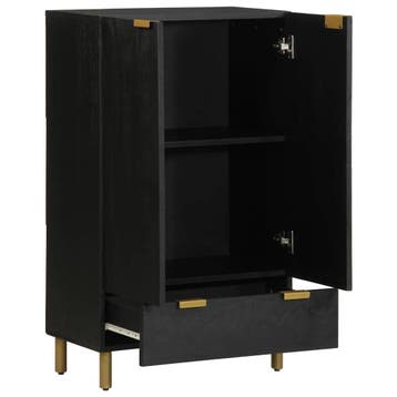 vidaXL Hoge kast 60x33x100 cm bewerkt hout zwart, Verzenden, Nieuw