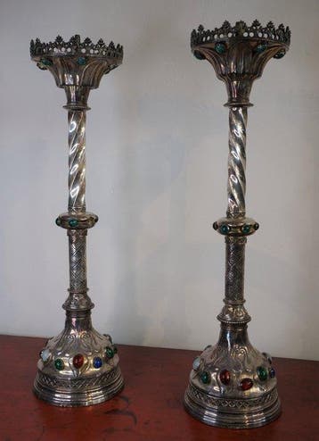 Candélabre (2) - Cuivre plaqué argent