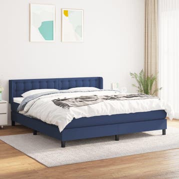 vidaXL Boxspring met matras stof blauw 180x200 cm, Verzenden