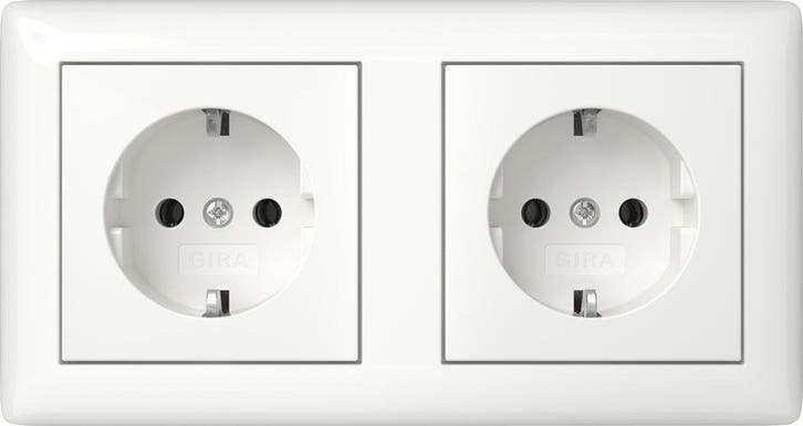 Gira Systeem 55 Dubbele Stopcontactuitgang Puur Wit Glanzend, Bricolage & Construction, Électricité & Câbles, Envoi