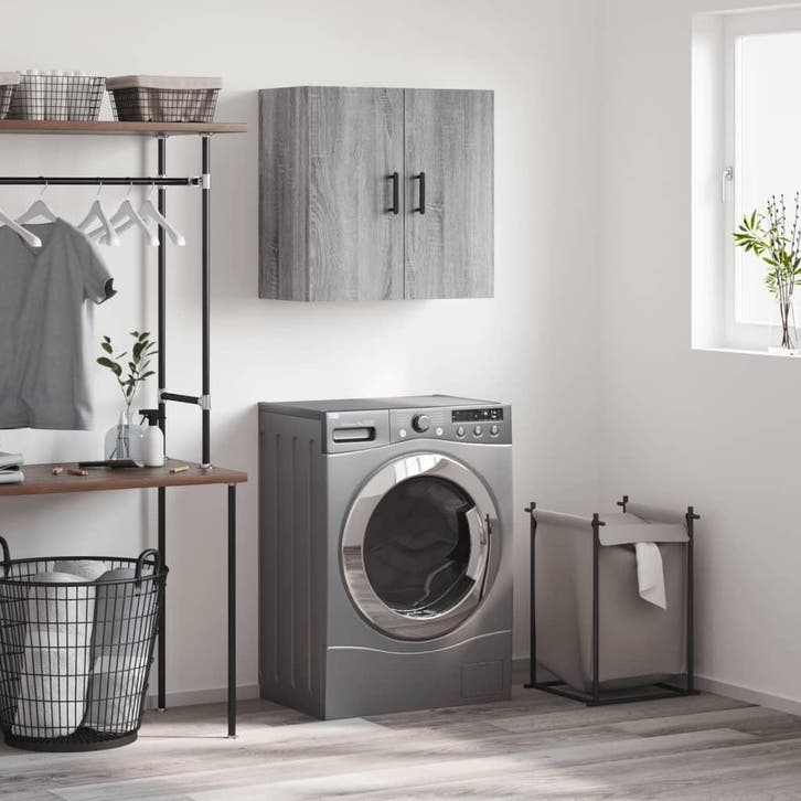 vidaXL Wandkast 60x31x60 cm bewerkt hout grijs sonoma, Huis en Inrichting, Kasten | Overige, Nieuw, Verzenden