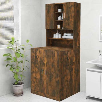 vidaXL Wasmachinekast 70,5x25,5x90 cm gerookt eikenkleurig, Verzenden