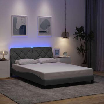 vidaXL Bedframe met LED zonder matras stof 140x190 cm, Verzenden