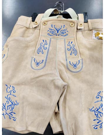 Licht beige lederhosen echt leder, Ophalen of Verzenden