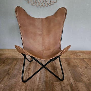 Chaise - Chaise papillon Butterfly (3107) - Cuir, Métal