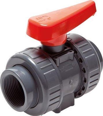 PVC 2-weg Kogelkraan Dubbele Wartel Rp 3 FKM, Verzenden