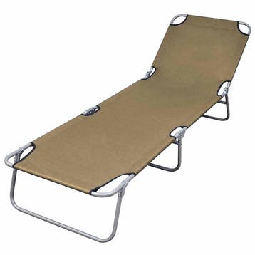 vidaXL Ligbed inklapbaar met verstelbare rugleuning taupe, Verzenden, Nieuw