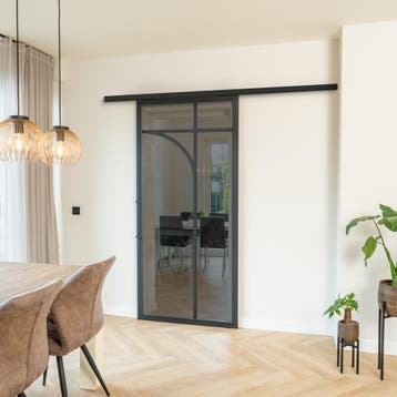 Stalen Schuifdeur koofsysteem - 5 Vlaks rond - Rookglas, Doe-het-zelf en Bouw, 75 tot 150 cm, Nieuw, 150 tot 225 cm, Metaal
