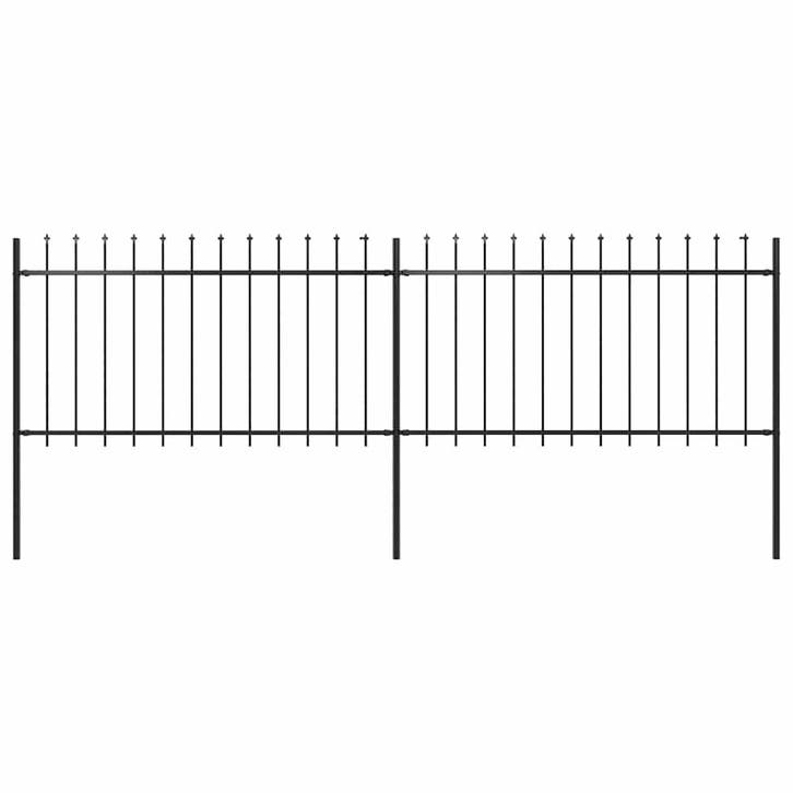 vidaXL Tuinhek met speerpunt staal 359x100 cm zwart, Tuin en Terras, Tuinhekken en Hekwerk, Nieuw, Verzenden