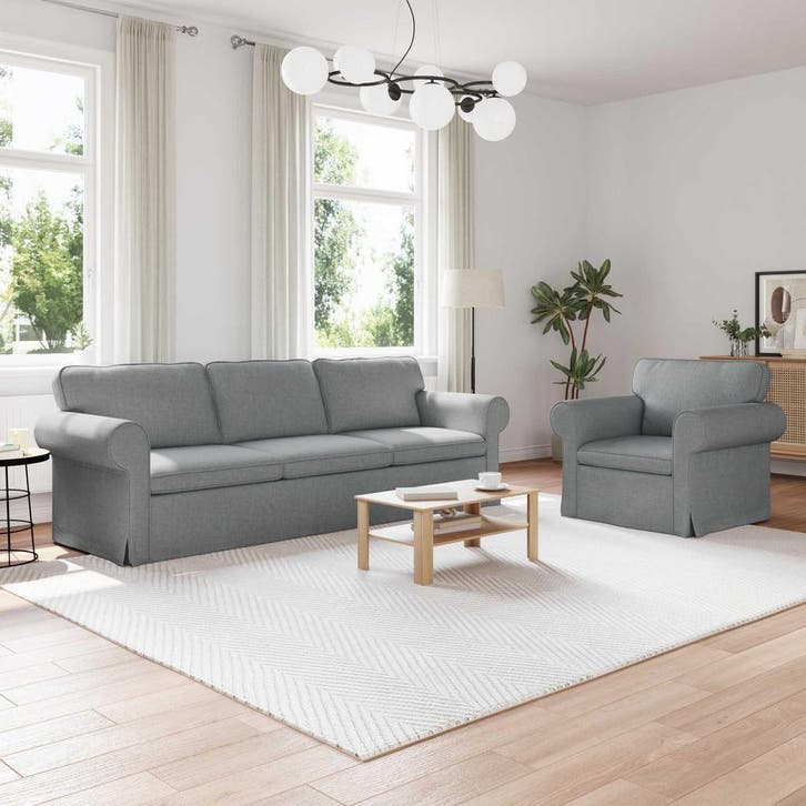 vidaXL bank / zetel 2 pcs Lichtgrijs 245 x 82 x 80 cm Stof, Maison & Meubles, Canapés | Salons, Envoi