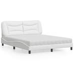 vidaXL Bed met matras Hvar kunstleer wit 160x200 cm, Verzenden