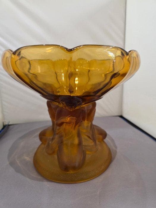 Kom - Glas - Art Deco amberkleurige schaal, Antiek en Kunst, Antiek | Glaswerk en Kristal