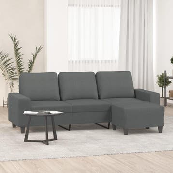 vidaXL Driezitsbank met voetenbank 180 cm stof donkergrijs, Verzenden, Nieuw