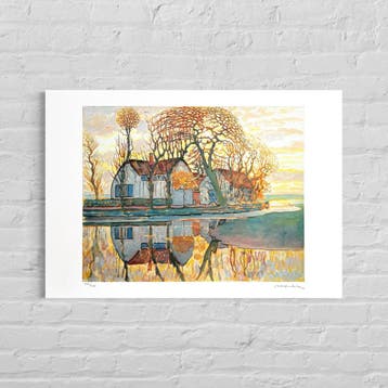 Piet Mondriaan Boerderij naast Duivendrecht Lithografie