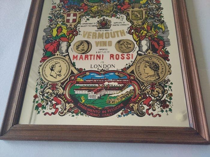 Martini - Reclamebord - Glas, Hout, Antiquités & Art, Antiquités | Assiettes décoratives & Carrelages