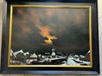 Toon Koster (1913-1990) - Winter dorpsgezicht Maasland
