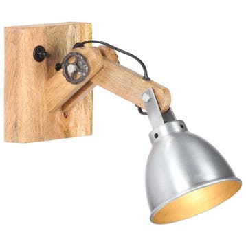 vidaXL Wandlamp E27 massief mangohout en ijzer zilverkleurig, Huis en Inrichting, Verzenden, Nieuw