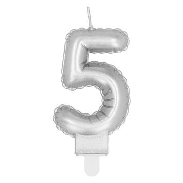 Zilveren Kaars 5 Jaar 8cm, Verzenden, Nieuw