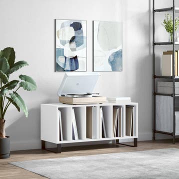 vidaXL Platenkast 100x38x48 cm bewerkt hout wit, Huis en Inrichting, Woonaccessoires | Cd- en Dvd-rekken, Verzenden, Nieuw