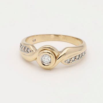 Bague - 14 carats Or jaune Diamant (Naturelle), Nieuw