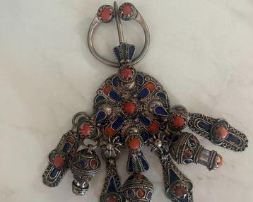 Bloedkoraal - Zilver - Fibula - Oude Berberse fibule