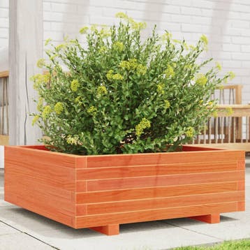 vidaXL Plantenbak 70x70x26,5 cm massief grenenhout wasbruin, Verzenden, Nieuw