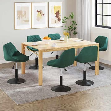 vidaXL Eetkamerstoelen draaibaar 6 st fluweel donkergroen, Verzenden, Nieuw