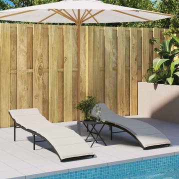 vidaXL Ligbedden 2 st met kussens poly rattan zwart, Verzenden