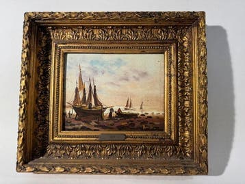 Roch Kordian(1950) - Barques au board de leau - Scène