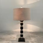 Klassieke Dorische zuiltafellamp, hout / zilver, Huis en Inrichting, Gebruikt