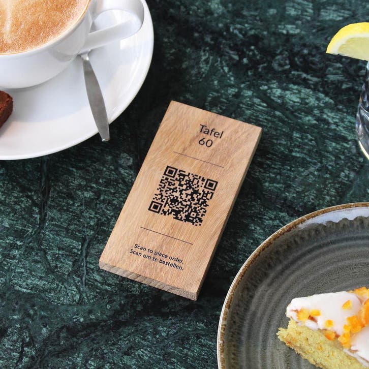 Tafelbordje OACK Dinner met QR-code, Zakelijke goederen, Horeca | Meubilair en Inrichting, Verzenden