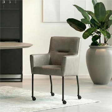 Set van 4 Leren eetkamerstoelen Lucky - Granada Steel, Ophalen of Verzenden, Nieuw, Leer