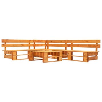 vidaXL 4-delige Loungeset pallet hout honingbruin, Verzenden, Loungeset