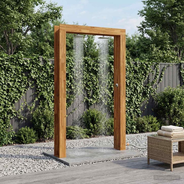 vidaXL Buitendouche 226 cm Massief acaciahout en roestvrij, Tuin en Terras, Zwembaden, Nieuw, Verzenden