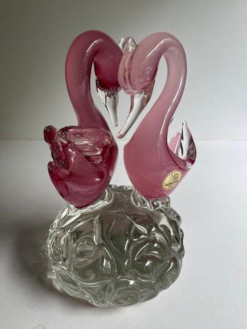 Murano - sculptuur, Zwanen - 19 cm - Glas - 1960, Antiquités & Art