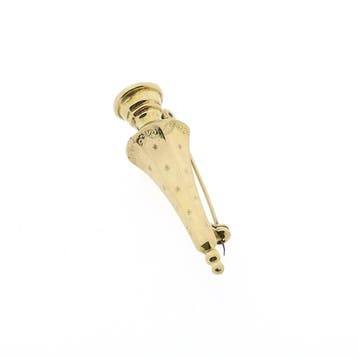 Vintage gouden broche van een breinaalddop, Bijoux, Sacs & Beauté, Ophalen of Verzenden