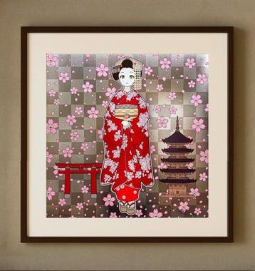 Takashi Murakami (1962) - Maiko in Kyoto Cherry Blossoms on