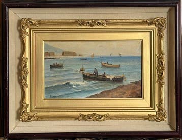 Radames Scoppa (1877-1957) - Marina di Napoli con Pescatori