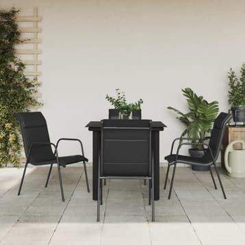vidaXL 5-delige Tuinset textileen en staal zwart, Verzenden, Nieuw, Tuinset