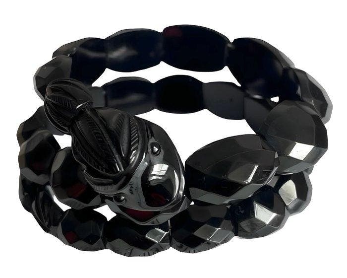 Armband Carbon - Victoriaanse WhitbyJet-slang, Handtassen en Accessoires, Armbanden