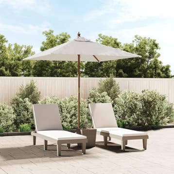 vidaXL Parasol met houten paal 198x198x231 cm zandkleurig, Verzenden