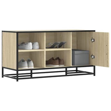 vidaXL Schoenenbank 100x40x53,5 cm bewerkt hout en metaal, Verzenden, Nieuw